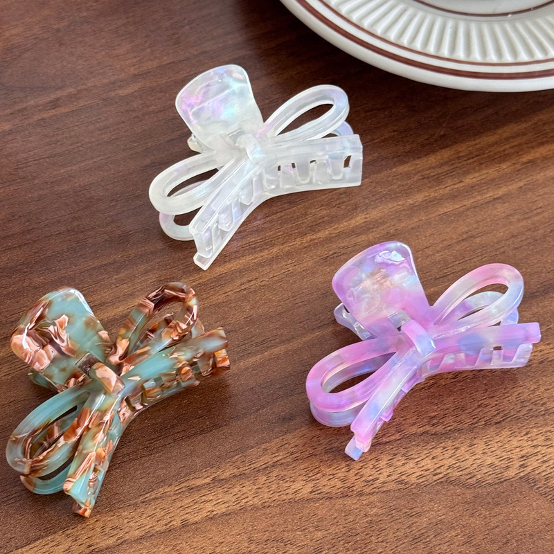 百搭立体蝴蝶结醋酸发夹中号半扎丸子头马尾夹高级感盘发鲨鱼夹子|undefined