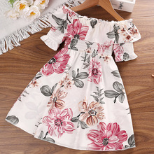 童裝2023夏季新款兒童韓版洋氣印花短袖公主裙外貿熱賣女童連衣裙