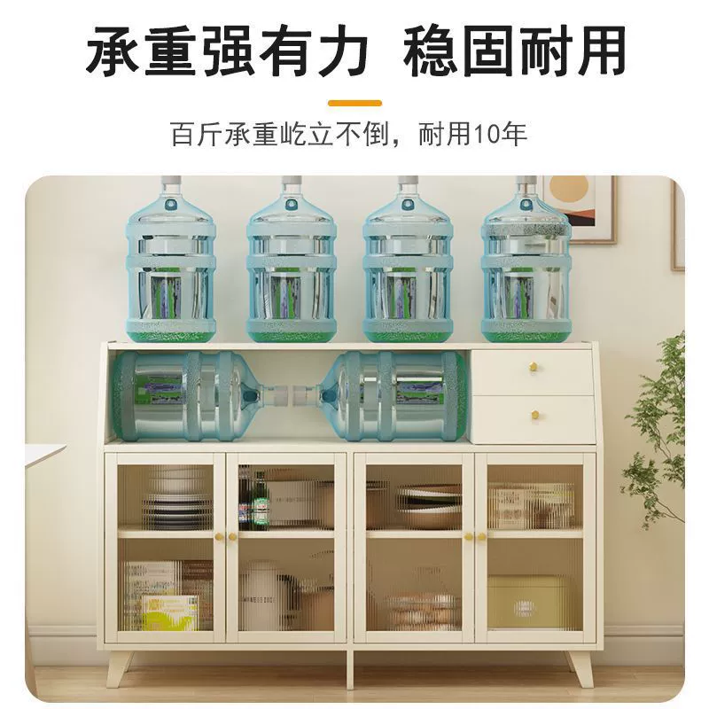 Sideboard Storage Cabinet, Solid Wood, Multi‑door/Door+Drawer Options, Warm White