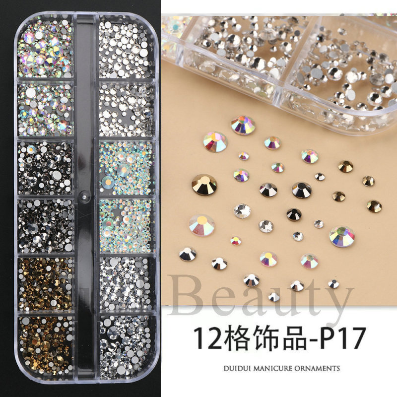 クロスボーダー新しいネイルアートジュエリー 12 グリッドミニ特殊形状樹脂ダイヤモンド平底ダイヤモンド DIY パイルダイヤモンドチェーンネイルジュエリー|undefined