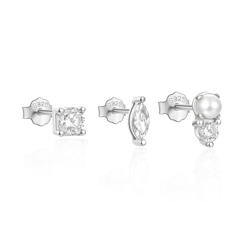 3g Weight Ear Studs Classification 1 Set Quantity Daily Occasion 925 Sterling Silver Material Star, Butterfly Pattern Women's Gender Plating Design Simple Style Style 1 Set 925 Sterling Silver Star Butterfly Ear Studs 115