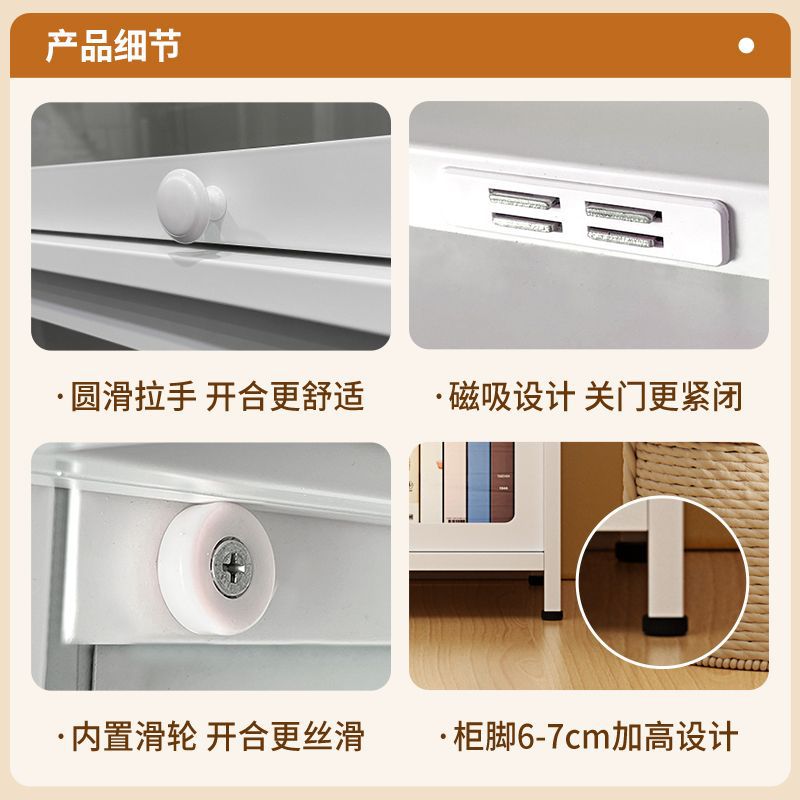 Steel bookshelf with door children's bookcase floor-standing home living room dust-proof glass door storage cabinet storage cabinet display rack