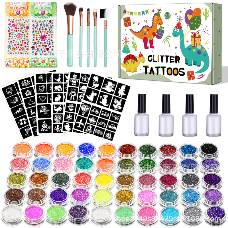 New diamond glitter tattoo suit 50 colors stage party makeup temporary tattoo suit cross-border hot sale New diamond glitter tattoo suit 50 colors stage party makeup temporary tattoo suit cross-border hot sale