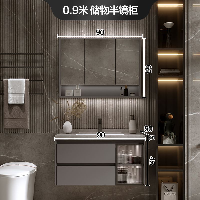 Placa de roca sin fisuras cuenca integrada inteligente gabinete de baño combinación de baño tabla de lavado lavabo