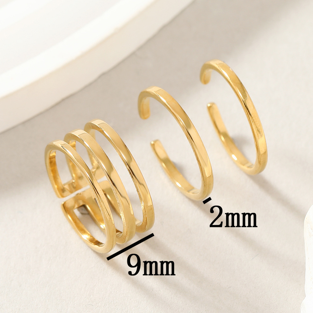 Anillo de acero de titanio fino anillo de nicho de moda ajustable abierto anillo de tres piezas de acero inoxidable fábrica de joyas image 6