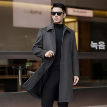 品牌男士羊绒大衣2025冬季加绒保暖中年爸爸外套高档男装羊毛风衣