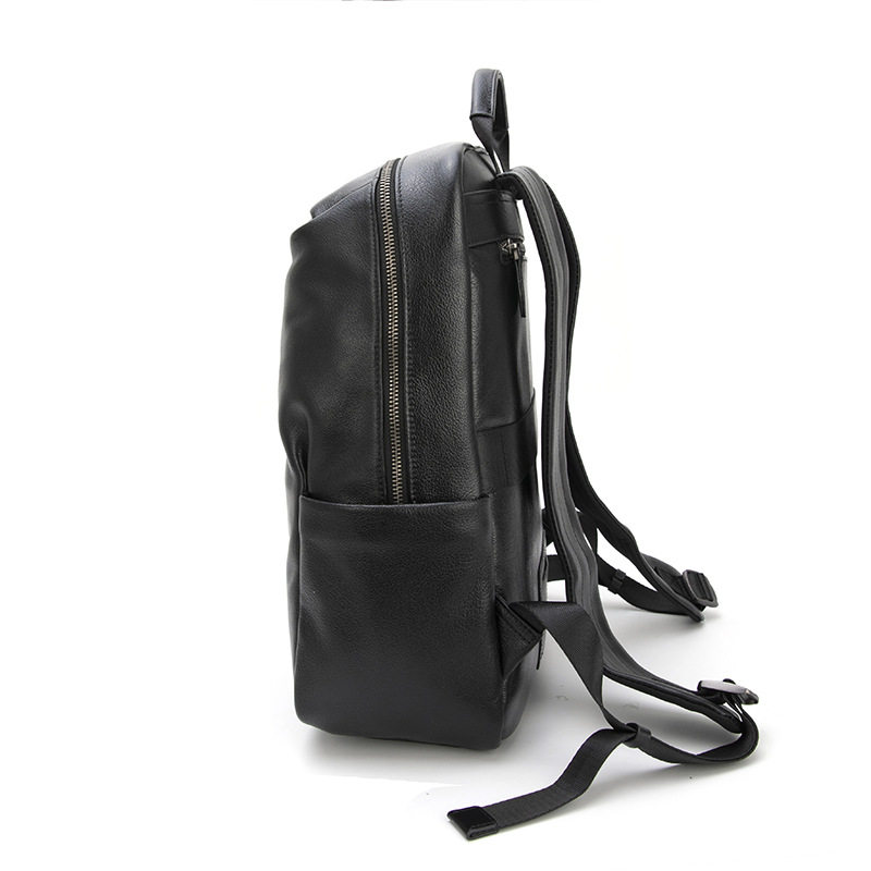 Ba lô nam da bò đầu lớp công sở đa năng, ngăn máy tính 14 inch, dung tích lớn đi công tác — Da Nappa màu đen, mô hình TOGO