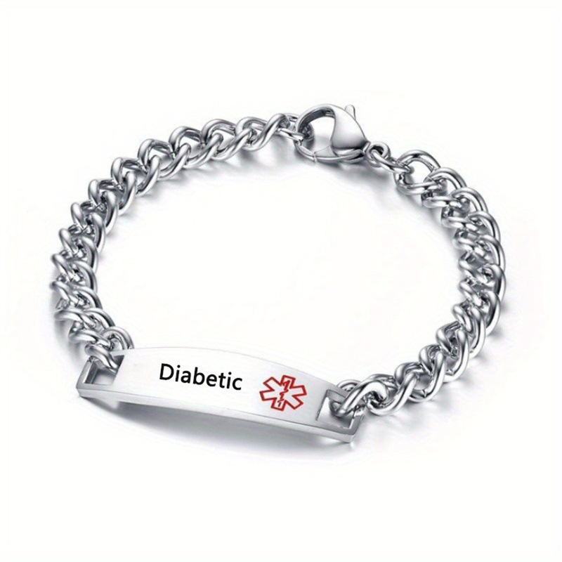 Cross-Border Hot-Selling Jewelry Titanium Steel Emergency Alarm Bracelet Men's and Women's Chain Stainless Steel Medical Id Bracelet Cross-Border Hot-Selling Jewelry Titanium Steel Emergency Alarm Bracelet Men's and Women's Chain Stainless Steel Medical Id Bracelet