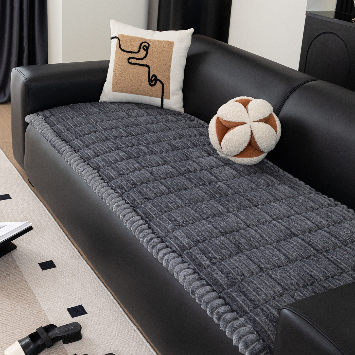 Almohadilla de sofá de terciopelo de sueño - gris oscuro