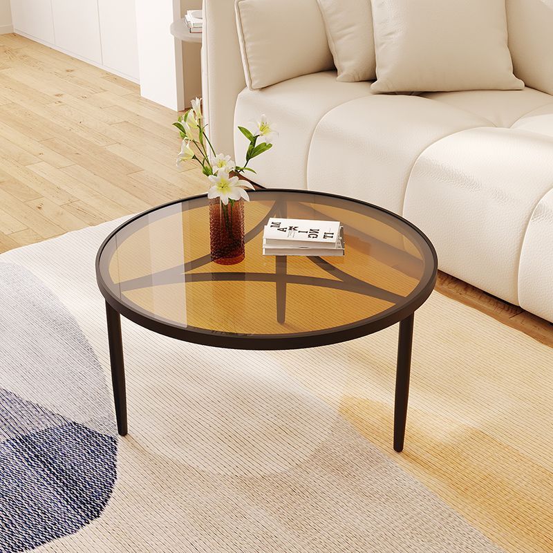 Changhong Tempered Glass Coffee Table Small Apartment Living Room Round Home Minimalist Mini Small Table Internet Celebrity Modern Light Luxury