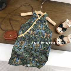 2024夏款新款童裝女童連衣裙風旗袍裙新中式公主裙背心裙外貿