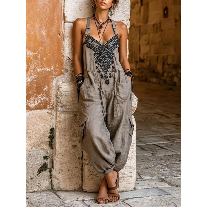 New Product Ebay Hot-Selling Popular European and American Women's Fashion Casual Loose Suspender Jumpsuit Plus Size Overalls