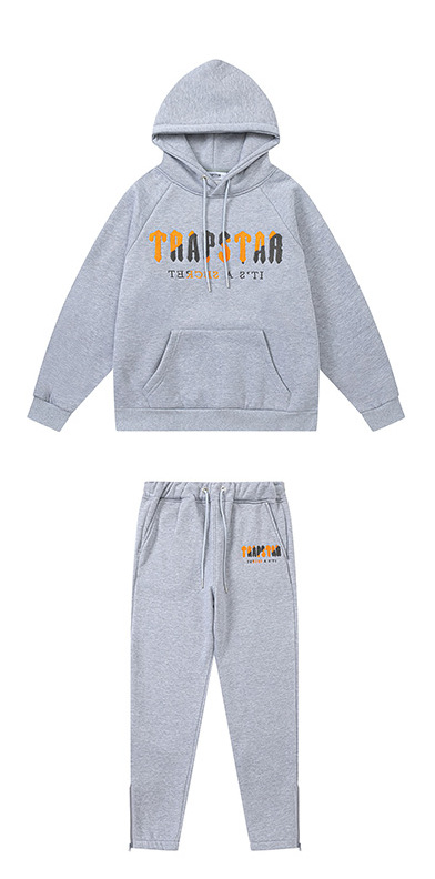 Trapstar Rainbow degradado carta cabeza de tigre bordado con capucha suéter pantalones largos deportes casual traje forrado de lana