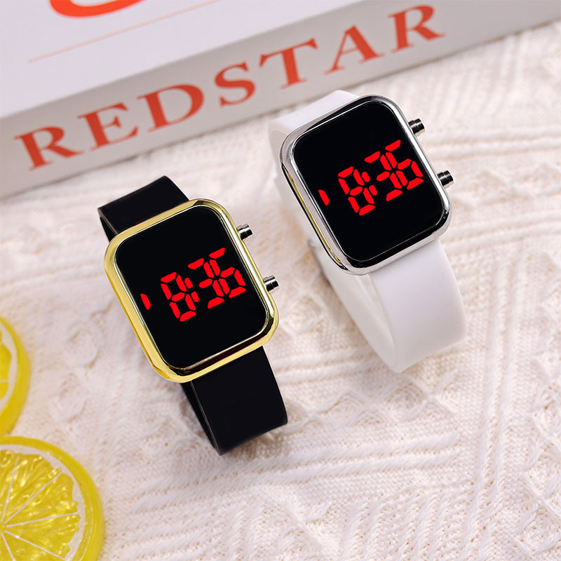 跨境新款硅胶按键电子手表男士时尚潮流电子 LED学生手表批发