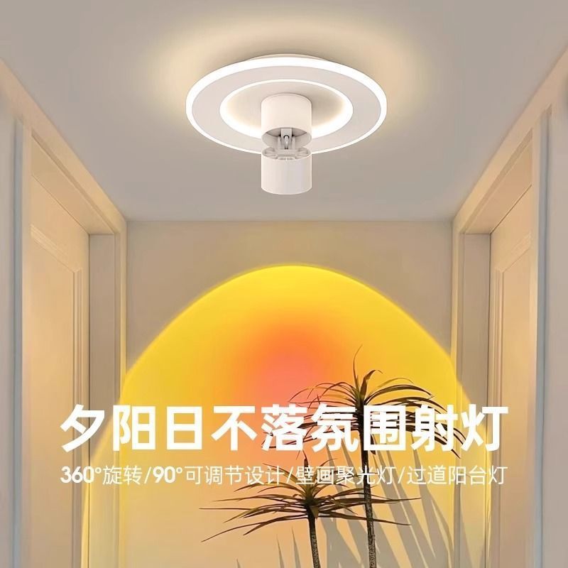 走廊过道灯日不落射灯一体2025新款圆形入户玄关灯阳台led吸顶灯