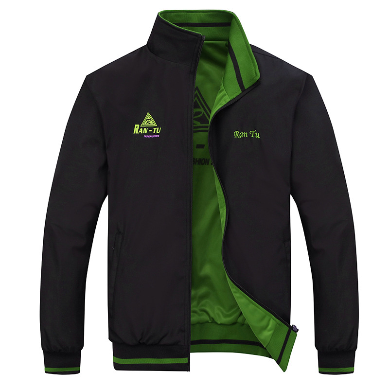 Rojo boda rojo ropa chaqueta deportiva de los hombres primavera y otoño casual delgada chaqueta de cuello de soporte de doble cara ropa de estilo coreano