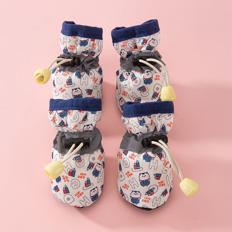 Zapatos para mascotas de cuatro estaciones pequeños y medianos lindos dibujos animados zapatos de suela suave de alto perfil, zapatos de perro ajustables y antideslizantes