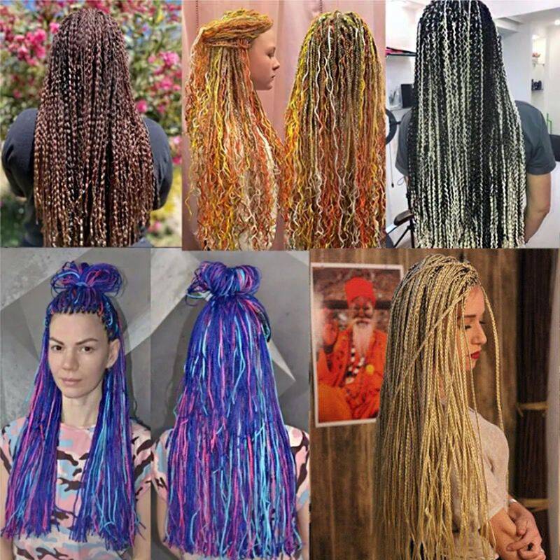 Europeas y estadounidenses pelucas trenzas pequeñas trenzas delgadas zizi trenzas coloridas delgadas de tres hebras trenzas de fibra química trenzas