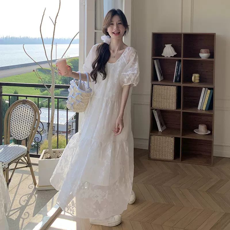 套装两件套2025年减龄百搭舒适亲肤夏季新款碎花长款连衣裙两件套