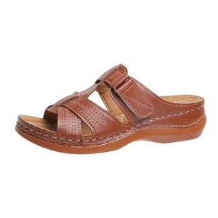 Cross-border Foreign Trade Summer New 2020 European and American Retro Wedge Women's Slippers Car Line Non-slip Lightweight Women's Sandals