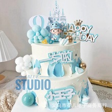 男女福鼠宝宝生日蛋糕装饰摆件热气球城堡一岁周岁小王子插件插牌