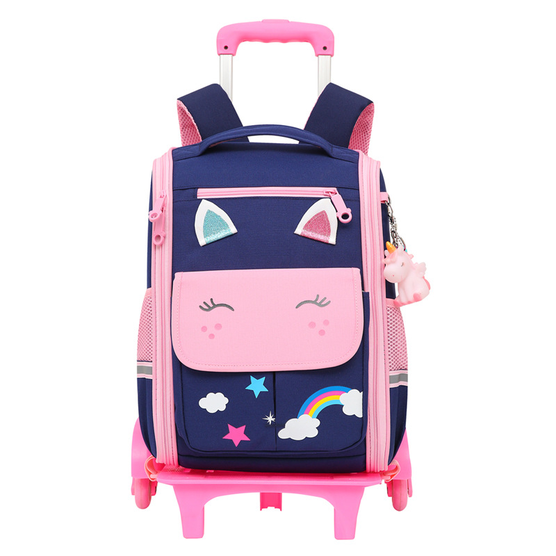Mochila escolar con ruedas para niñas de primaria, mochila infantil, mochila plegable de dibujos animados de alta gama para estudiantes de quinto grado, mochila con ruedas para estudiantes de primaria, venta al por mayor