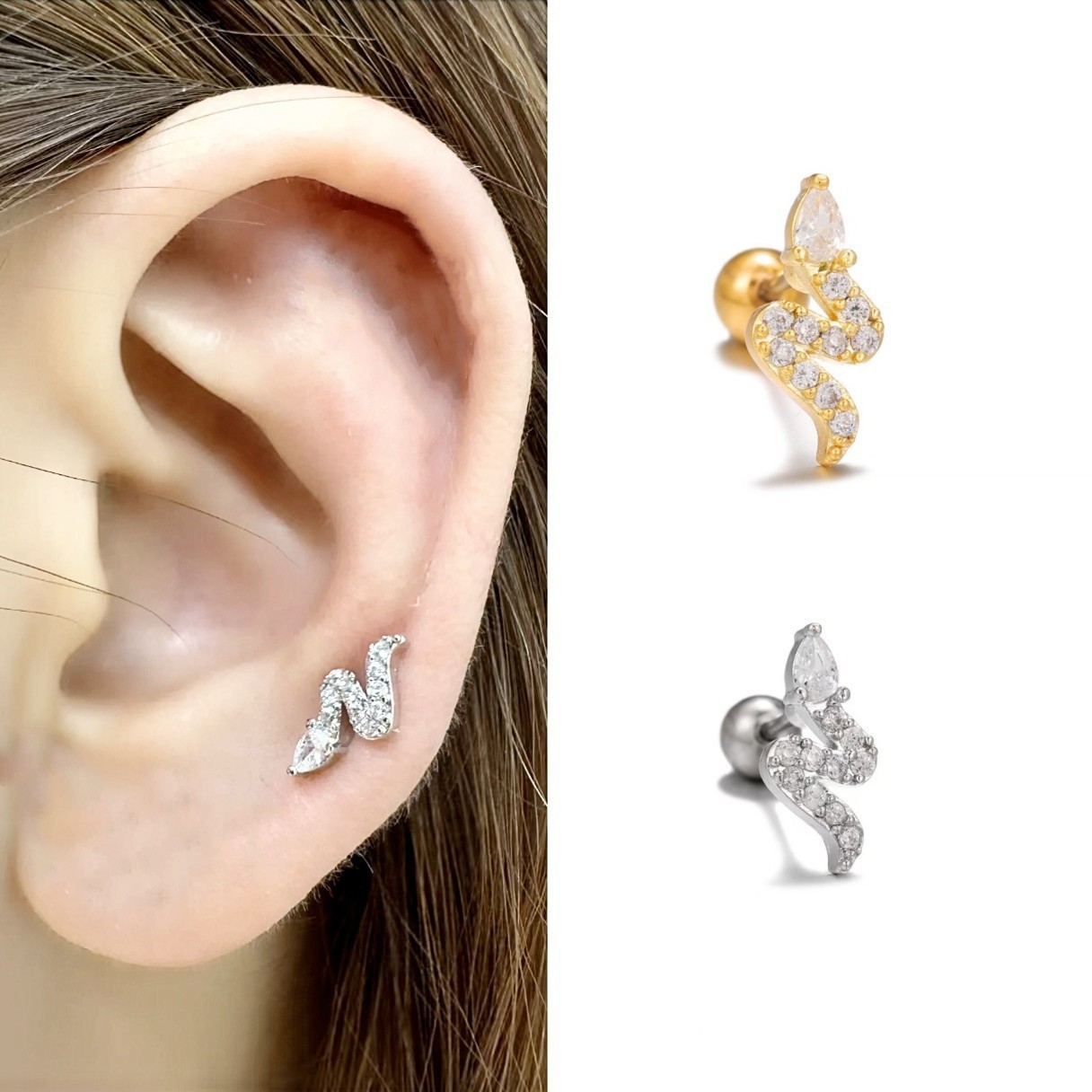 Labret stud lip piercing jewelry styling detail