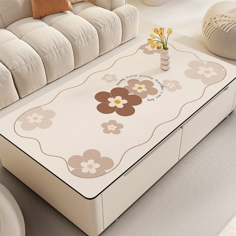 Coffee Table Mat, Oil-Proof and Waterproof, No-Wash Leather Dining Table Mat, Light Luxury and High-End Living Room Tv Cabinet Coffee Table Tablecloth