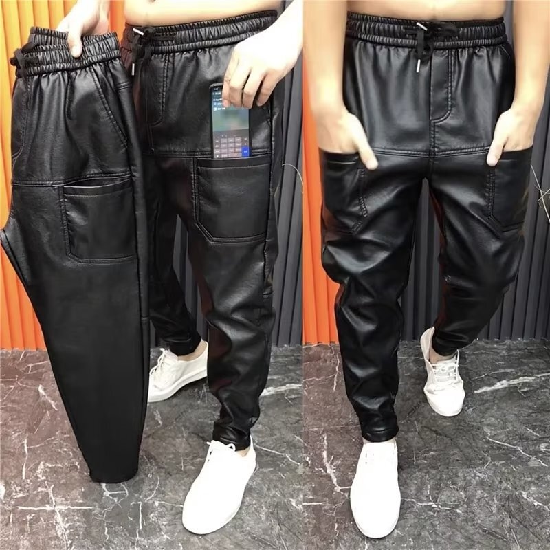 Spring and Autumn Leather Pants Men's Casual Pants Waterproof Wash-Free Pants Trendy Black Leg Pants Motorcycle PU Leggings Spring and Autumn Leather Pants Men's Casual Pants Waterproof Wash-Free Pants Trendy Black Leg Pants Motorcycle PU Leggings