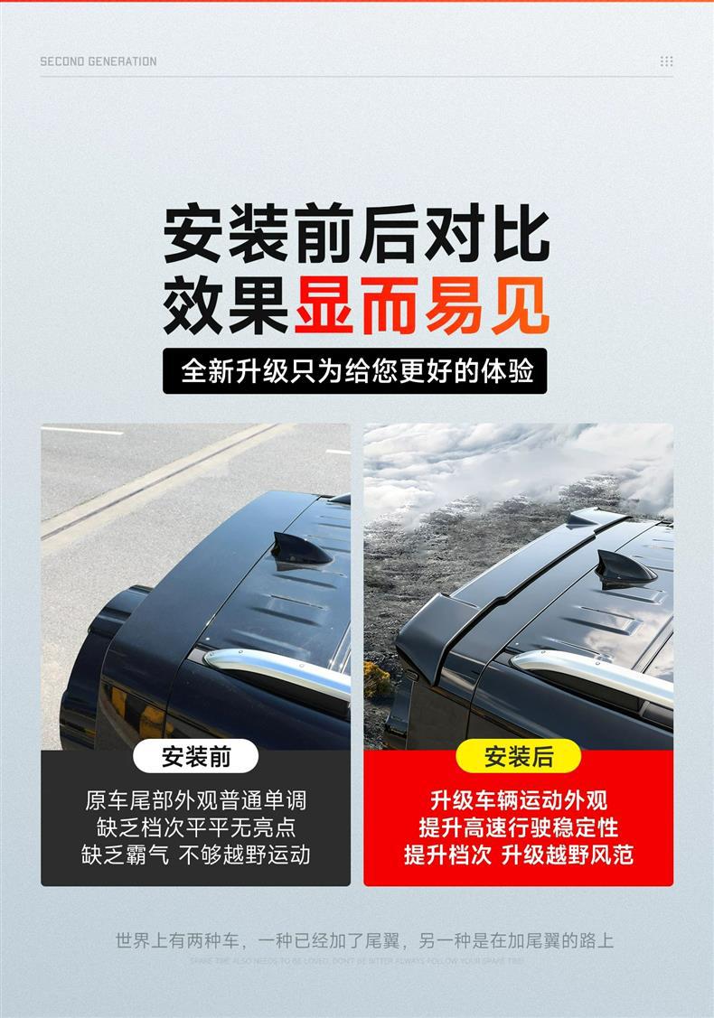 Suitable for Haval Great Wall H10 sports tail wing modification, featuring a mechanical-style top wing and tailgate spoiler, with no drilling required