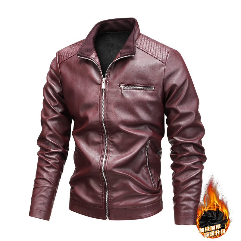 Chaqueta de cuero para hombre chaqueta de cuero otoño y invierno con vello estilo coreano de moda casual chaqueta de trabajo chaqueta de locomotiva con capuz