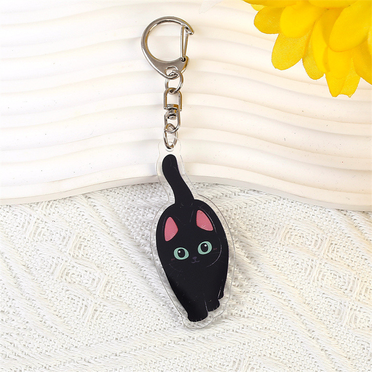 アニメ猫アクリルキーホルダーかわいい黒猫ペンダント国潮タヌキ猫キーホルダーかばんストラップ|undefined