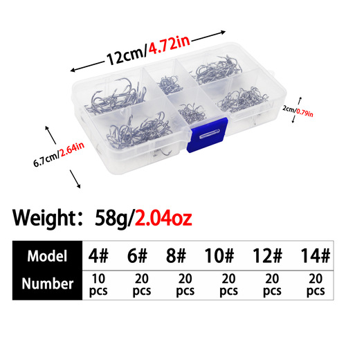 Hunting High 110 Pieces Black Triple-Edged Hook Set Fishing Anchor Hook High Carbon Steel Triple Hook Sea Fishing Lure Fishing Hook Cross-border