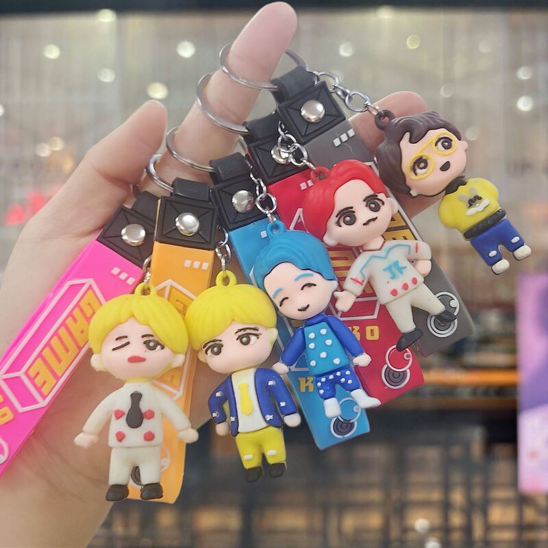Korean Bts Boys' Keychain Creative Merchandise Trendy Street Stall Small Accessories Car Keychain Pendant