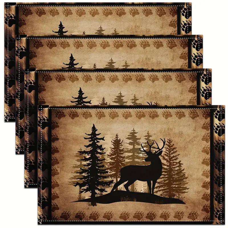 Transfronterizos lino almohadilla de mesa Aliexpress TEMU Amazon almohadilla de mesa cuadrada búfalo rojo almohadilla de Navidad Día de la Independencia