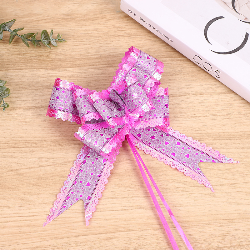 Cross-border 50 high-end gran mano tirado de flores brillo iris encaje lazo-atado regalo de navidad cinta decorativa