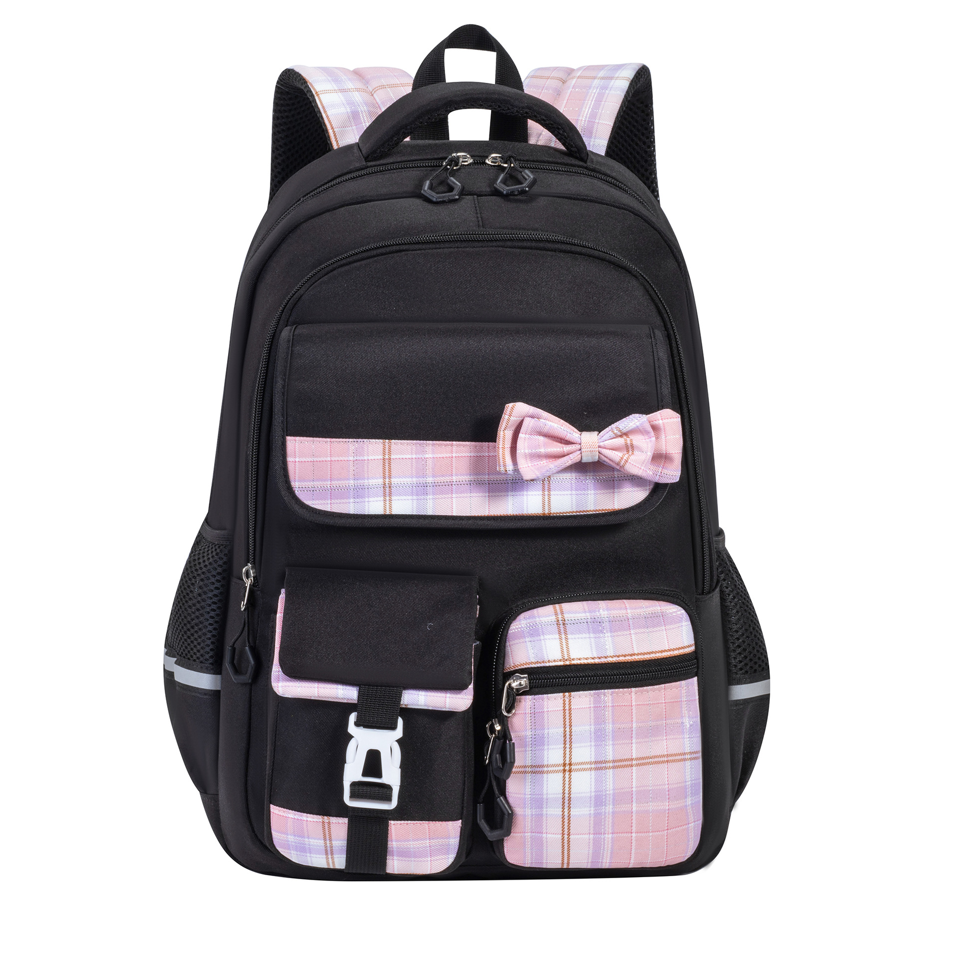 Neues grenzüberschreitendes Schleife-Dreibestandteile-Set Schulrucksack große Kapazität Doppeltragegurte für Mittel- und Oberschülerinnen sowie Studentinnen