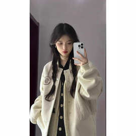 美式棒球服外套女早春2025新款早春季加厚小个子韩系短款夹克上衣