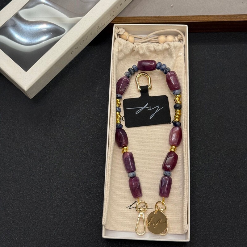 LCF phone lanyard, French designer style, light luxury and atmospheric purple beaded wrist strap phone chain, same style as Li Meng's LCF phone lanyard, French designer style, light luxury and atmospheric purple beaded wrist strap phone chain, same style as Li Meng's