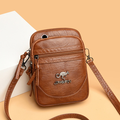 Crossbody bag new PU soft leather texture shoulder bag simple mother bag casual small square bag mobile phone bag coin purse