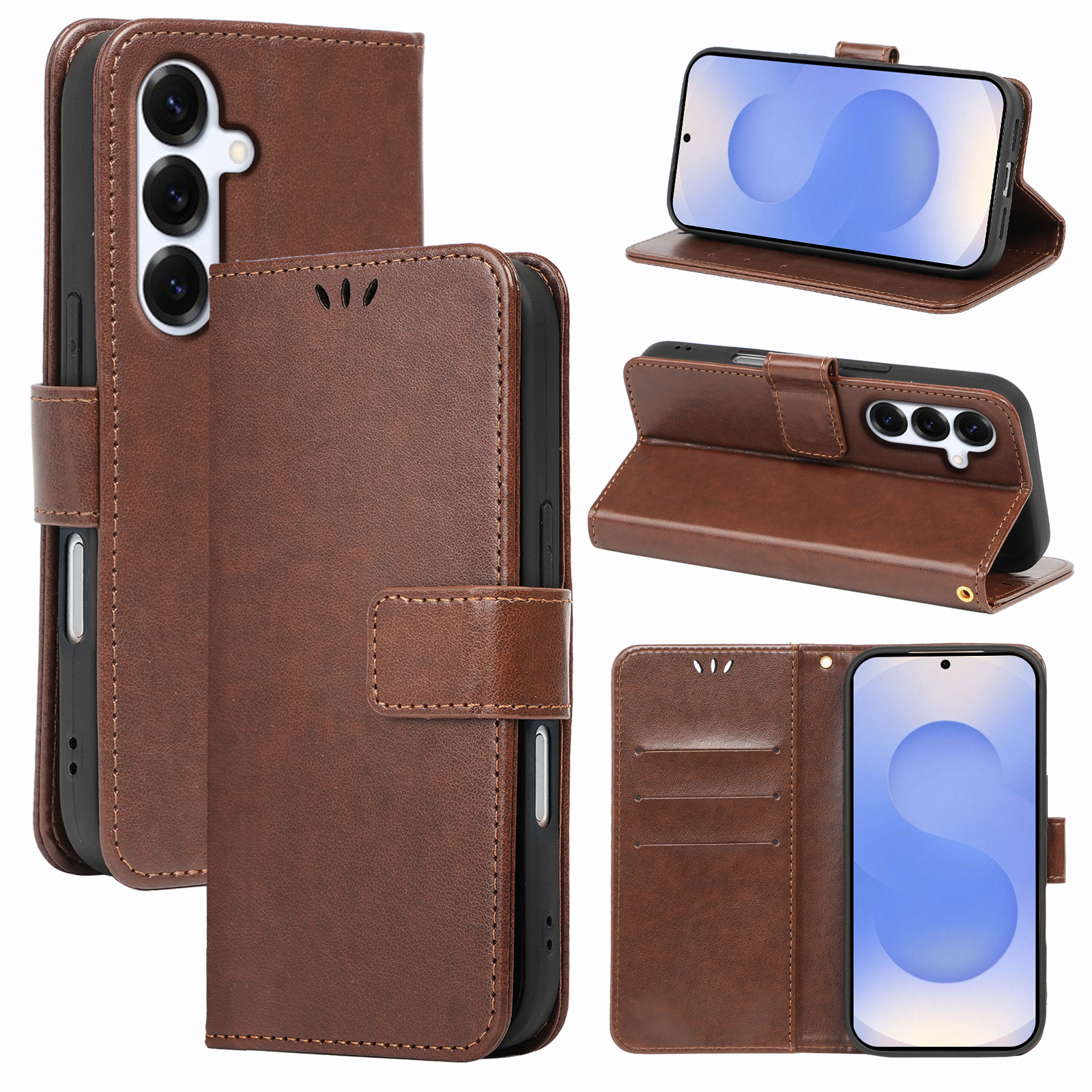 R61方扣疯马纹适用三星 Galaxy A57手机皮套 A17带支架A26翻盖A36