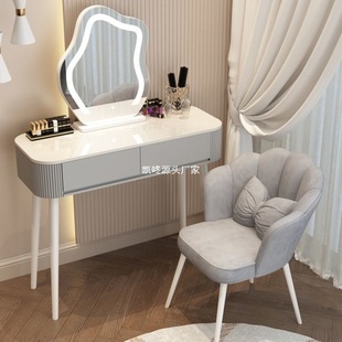 Simple white warut makeup table bedroom Simple modern small apartment makeup table light luxury creamy style makeup table