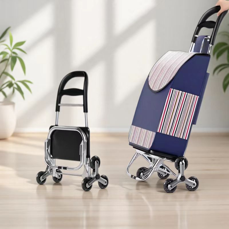 Shopping Cart for Groceries, Household Shopping Cart, Supermarket Shopping Cart, Lightweight Foldable Cart for Climbing Stairs, Hand-Pushed Cart for the Elderly