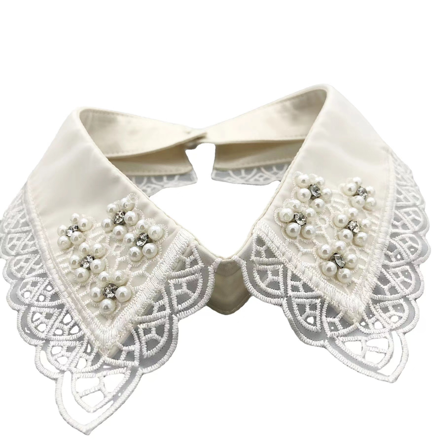 Genke hilo bordado a juego super suave satén retro dobladillo a juego falso collar pequeño artículo