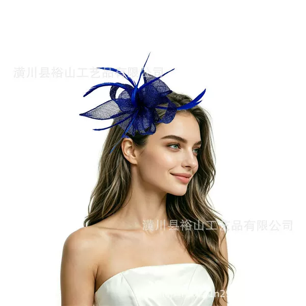 Amazon's best-selling European and American banquet hair accessories, bridal feather hair accessories, prom photo shoot matching linen headwear