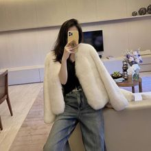 2026冬季韩版仿兔毛绒皮外套女加厚短款修身百搭毛毛绒外套秋冬