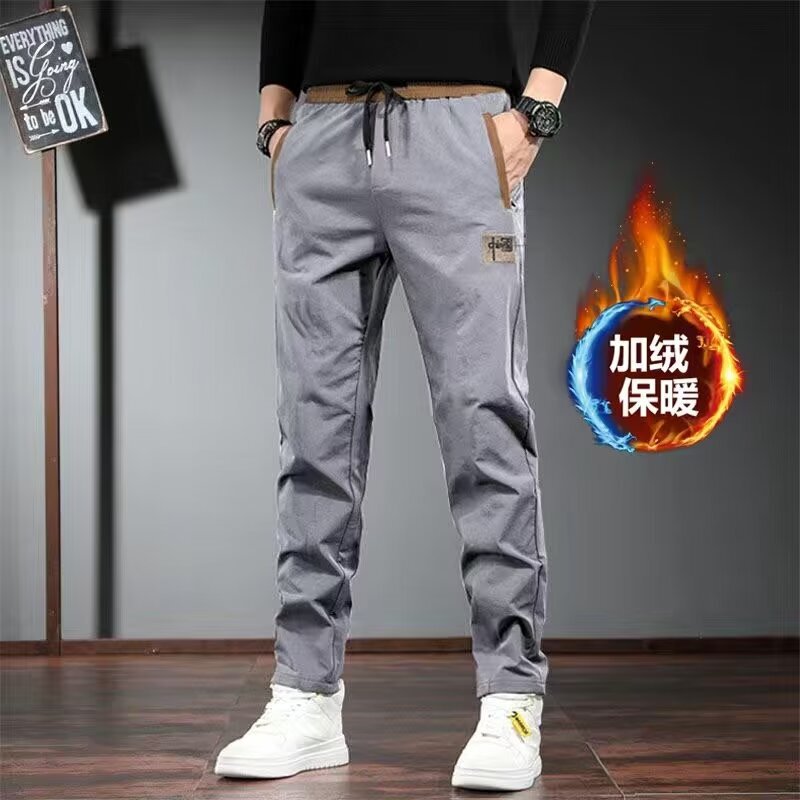 Wear-resistant fleece-lined work pants for site auto repair workers, casual work, men's wear-resistant loose labor protection pants