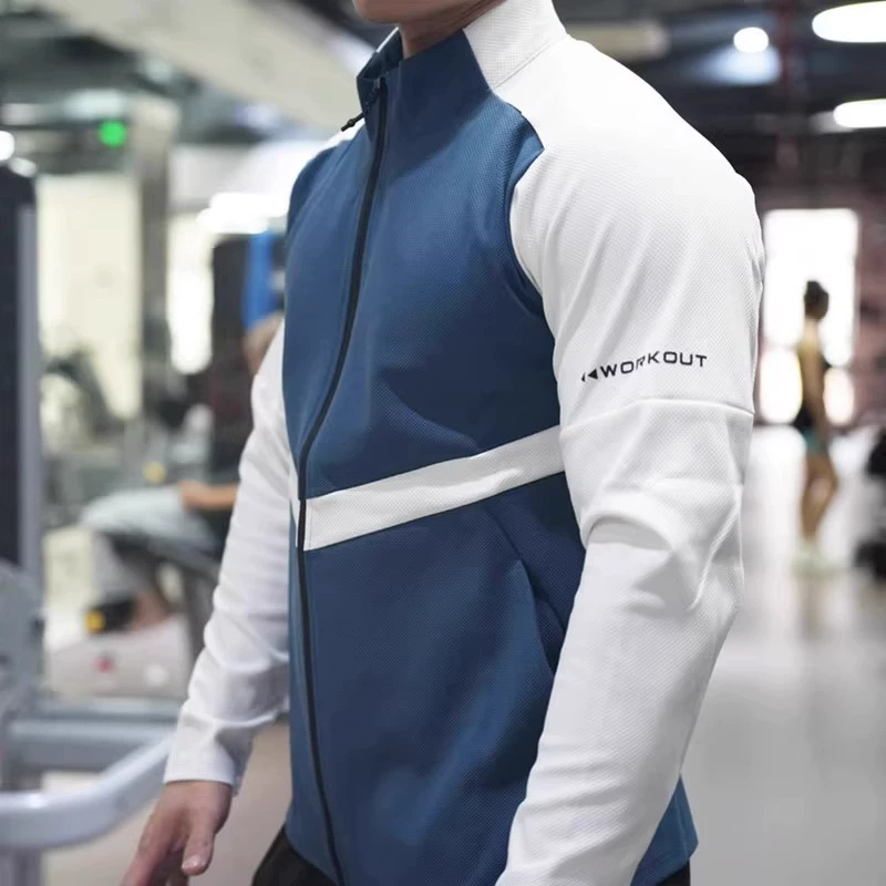 Осенние и зимние спортивные велосипедные куртки мужской стоячий воротник ветрозащитный быстрый сухой дышащий куртка топ бег фитнес-тренировки с длинными рукавами