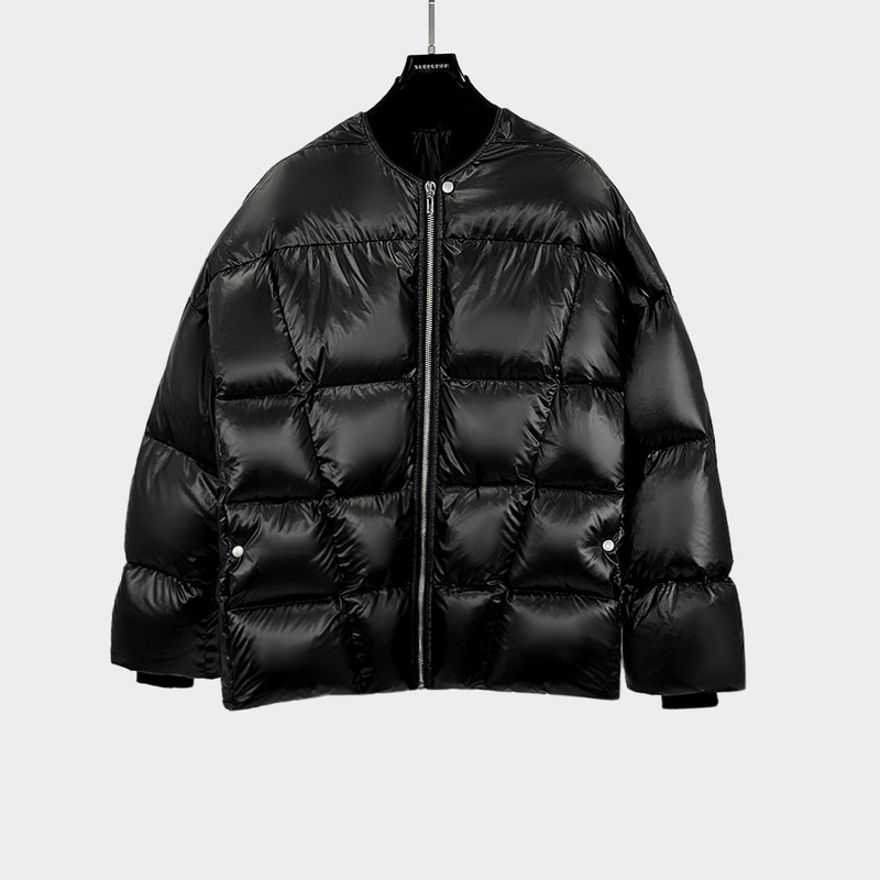 Glossy Men's down Jacket 25 Autumn and Winter Dark Black Cold-Resistant Thickened Punk Jacket Baseball Collar Glossy down Jacket Glossy Men's down Jacket 25 Autumn and Winter Dark Black Cold-Resistant Thickened Punk Jacket Baseball Collar Glossy down Jacket