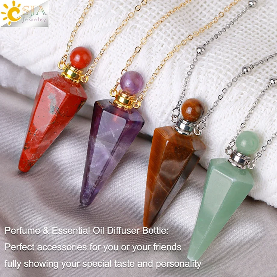(Cross-border trading), accessory, natural water, hexagonal crystal, bottle for essential oils, perfume, pendant, necklace, wholesale
